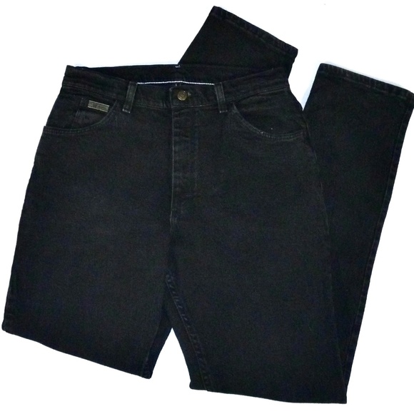 Vintage Genuine Wrangler Women's 12 x L34 Black Stretch Denim Straight Leg Jeans - Picture 2 of 7